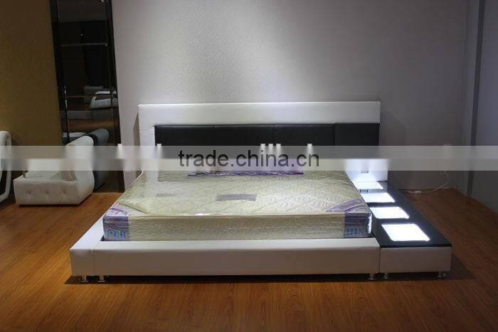 Hot selling soft modern leather bed with speaker