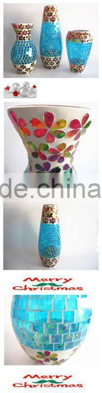 Hand Blown Flower Pattern Cobalt Blue Colored Vase