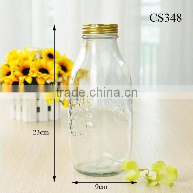 transparent cylinder glass jam jar with tin lid