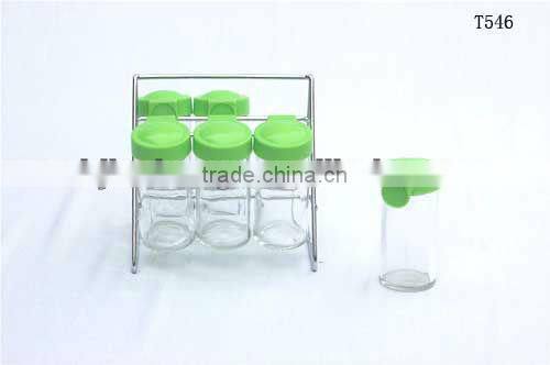 glass spice canisters set with lid and rack