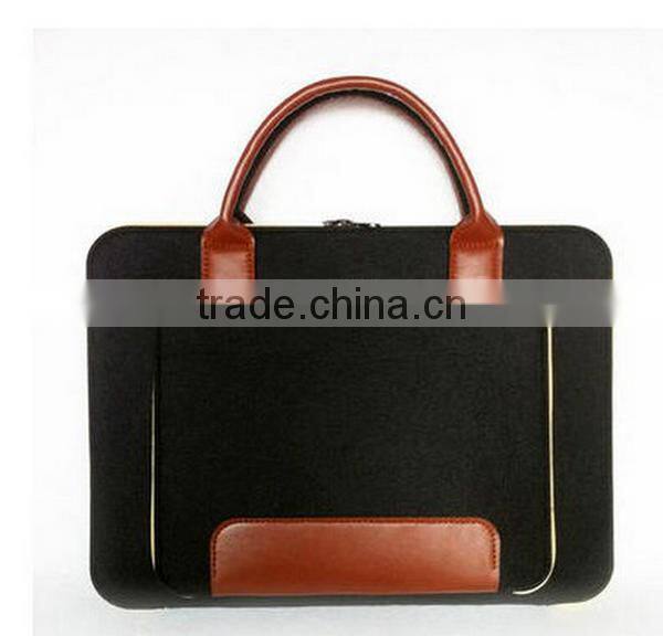 Hot Sale Felt Computer Messenger Bag With Faux Leather Handles