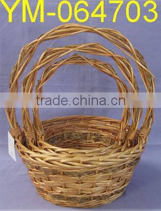 Willow Straw Basket with One Handle