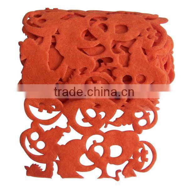 2017 wholesale designer felt scrapbooking custom fabric orange color ghost shaped ribbon crafts suppliers for halloween decor