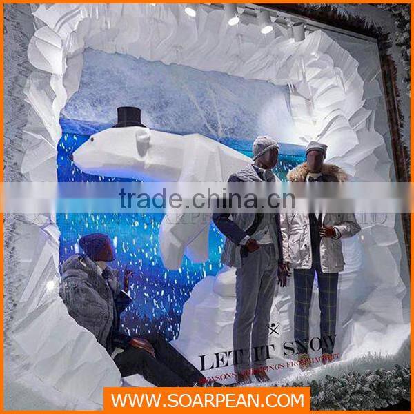 Polar bear foamed display props for store winter window displays