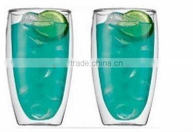 handmade borosilicate double wall glass cup