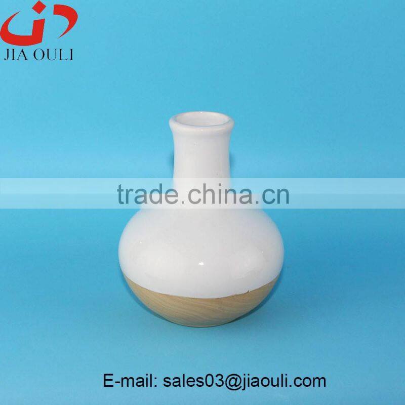 Hot sales glazed ceramic wood finished vases for home decor