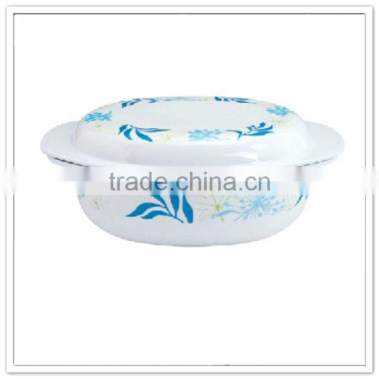 All soup tureen 24oz ceramic-like handle plastic round indian serving bowl with cover lid