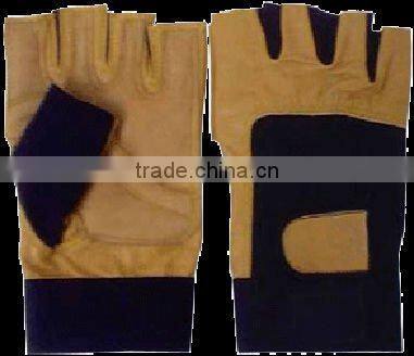 Half Finger Pig Skin leather Weight Lifting Glove