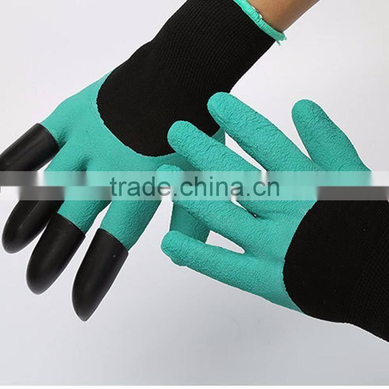 Garden Gloves for Digging & Planting with 4 ABS Plastic Claws Gardening Gloves