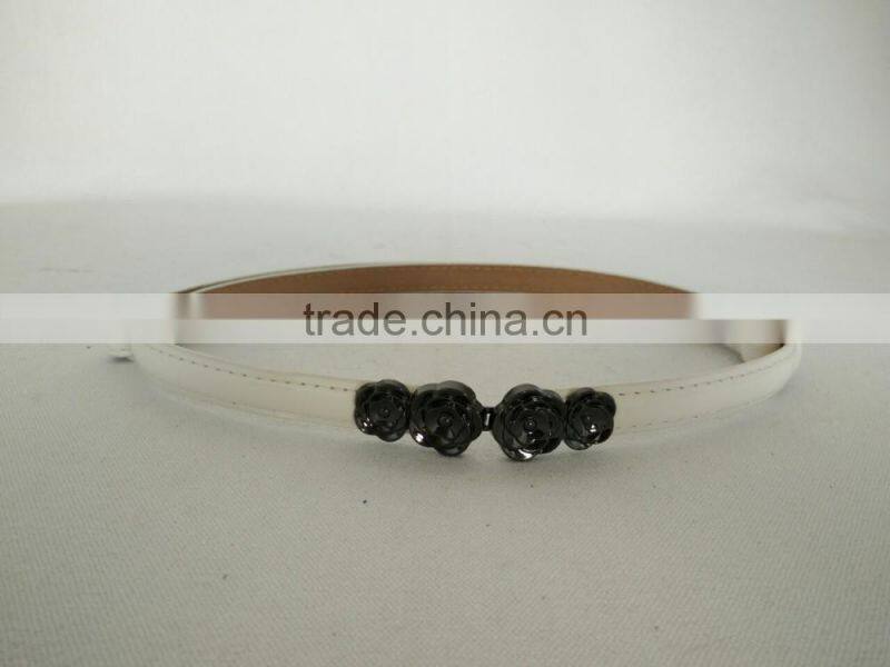 Wholesale adjustable flower pattern buckle sex women lady thin PU waist belt