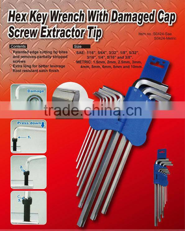 Hex Key Wrench With Damaged Cap Screw Extractor Tip