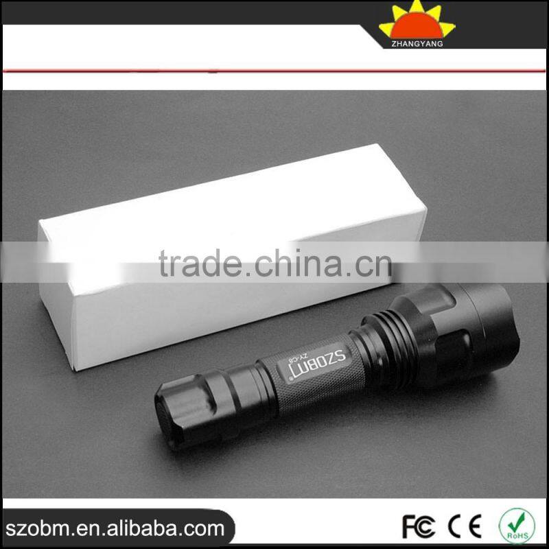 Wholesale OBM ZY-C8 Q5/L2/T6/XML T6 LED 18650 battery Hunting Tactical Flashlight