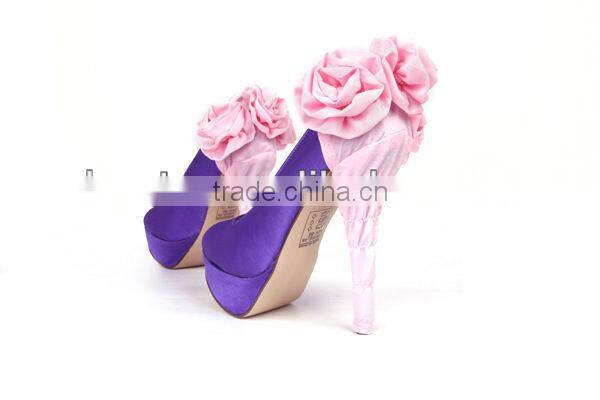 SC010 2013 Fashion orange handmade ladies heel shoe covers with flower