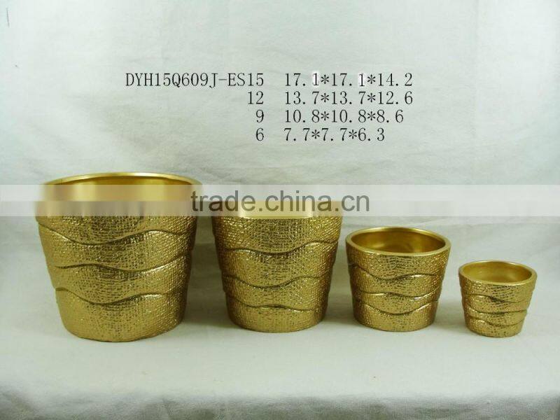 golden color terracotta flower pot christmas various shape ceramic flower pot