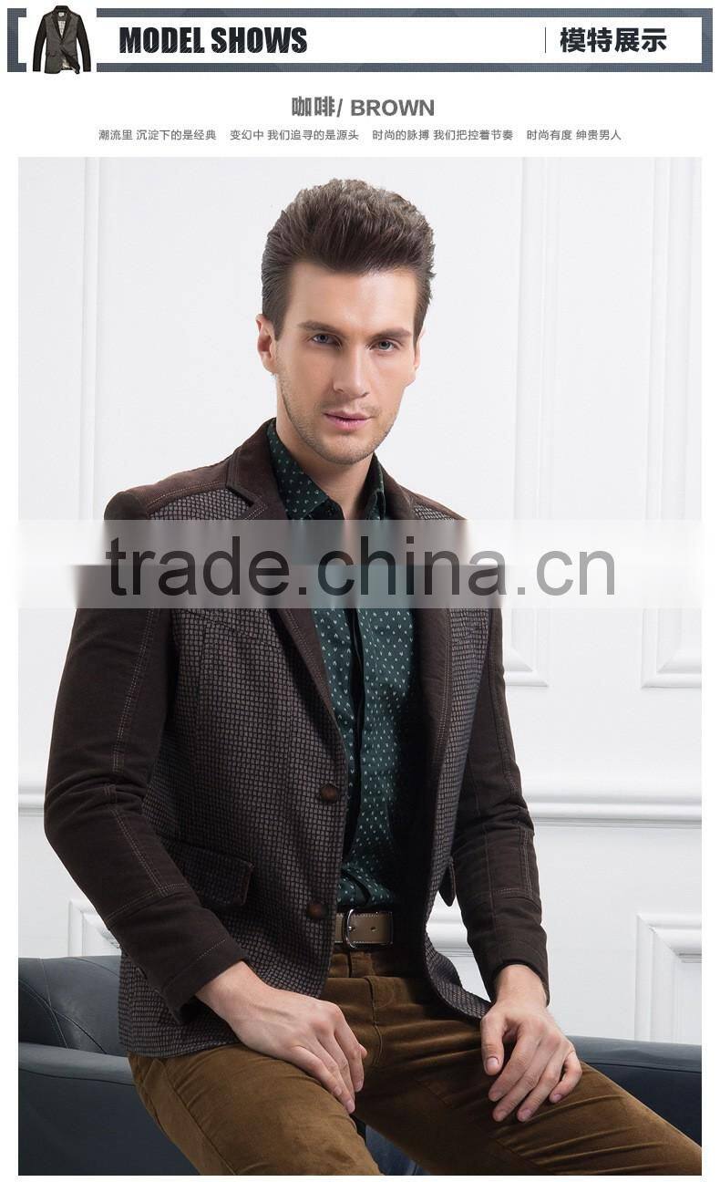 2016 new design slim fit blazer for man grid business suit 100% wool spring / autumn clothes