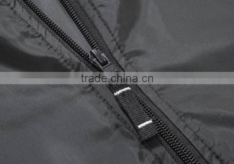 Manufacturer From Jiangxi Men's Waterproof Jacket Black Color Open Fly with Zipper 100% Polyester AC Coated With 1x1 Rib