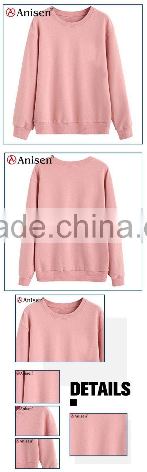 New style casual custom logo 100 polyester ladies sweatshirts