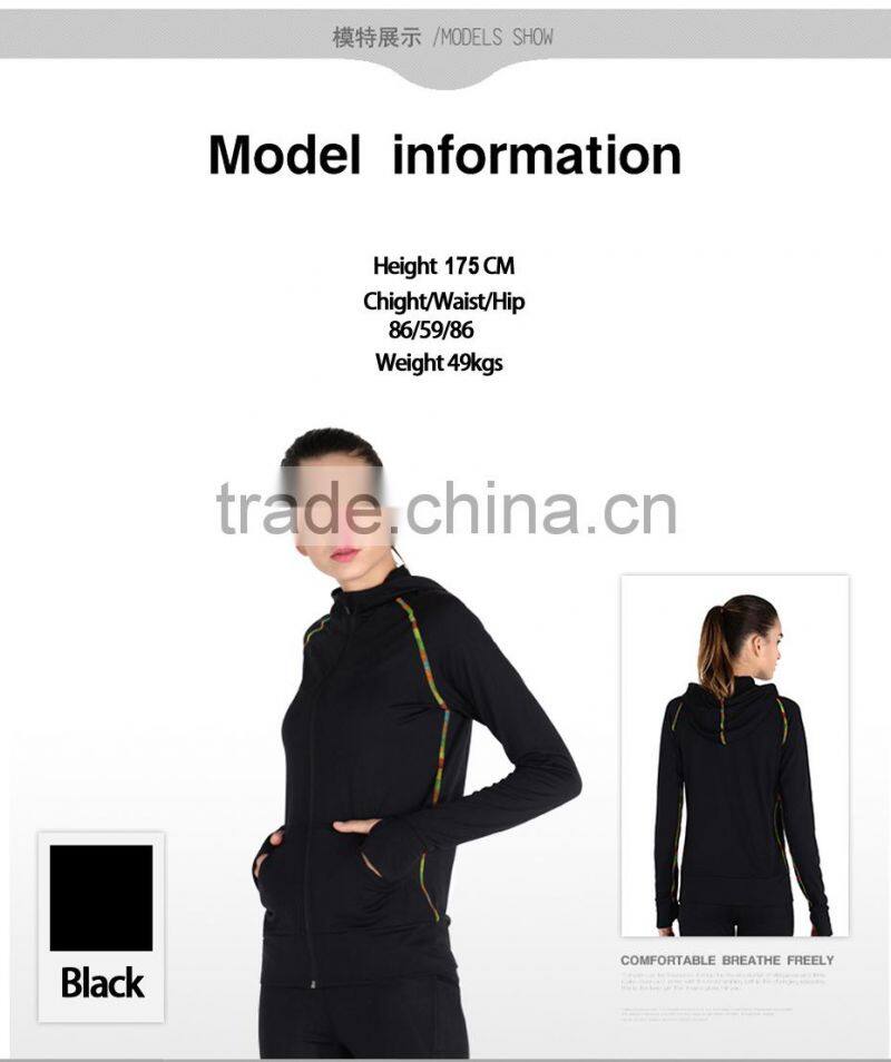 China Factory Women Fitness Wear With Hooded Elastic Breathable Outer Sports Jackets Comfortable