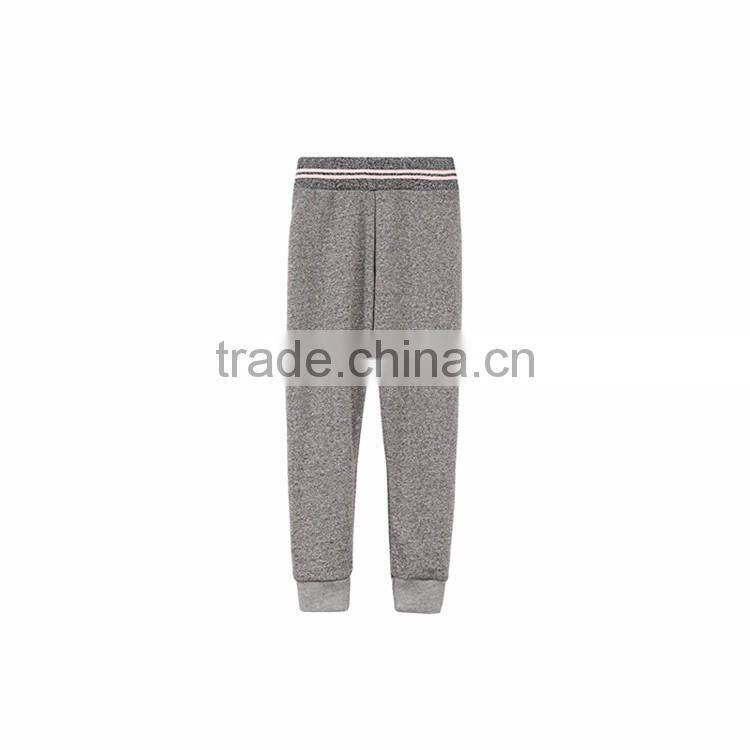 HAODUOYI Girl's Grey Ribbed Waist & Cuff Sporty Pants