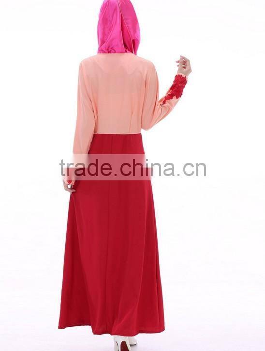 fashion long sleeve lace zip women long dress muslim