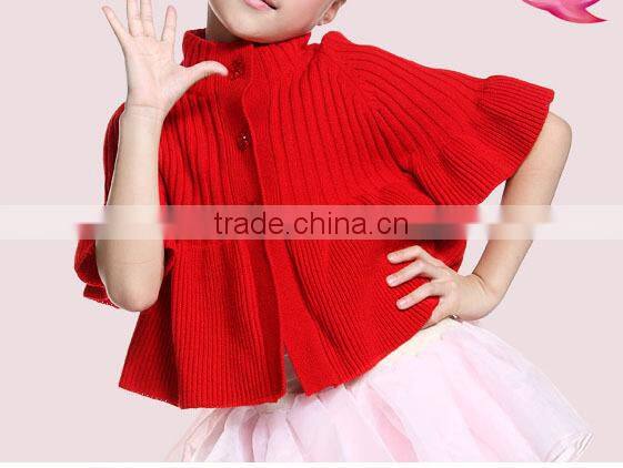 fashion design batwing sleeve hooded kids girls poncho sweater