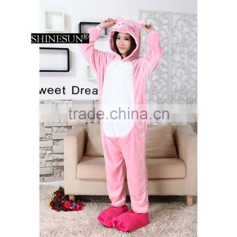 New Winter Unisex Men Women Adult Pajamas Cosplay Costume Cartoon Animal Pig Sleepwear