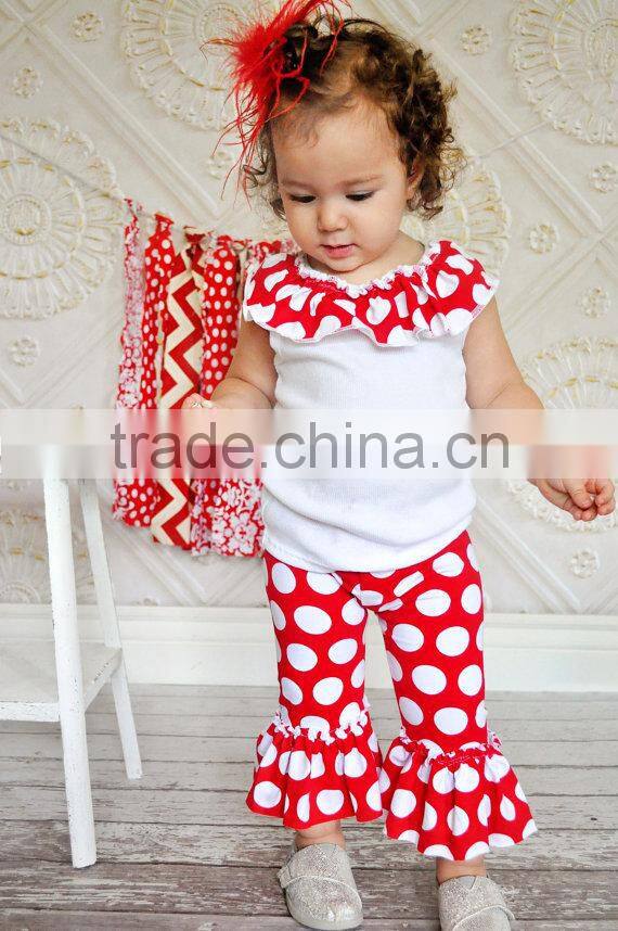Wholesale Children's Boutique Clothing Christmas Baby Girls Ruffled Christmas Outfits