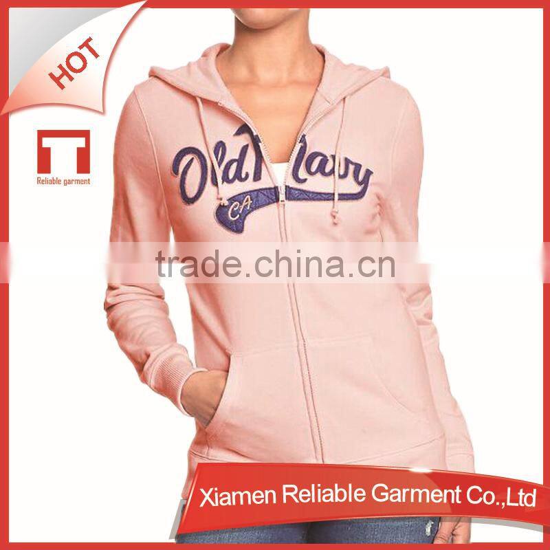 Fluorescent women's wholesale plain hoodies with zipper