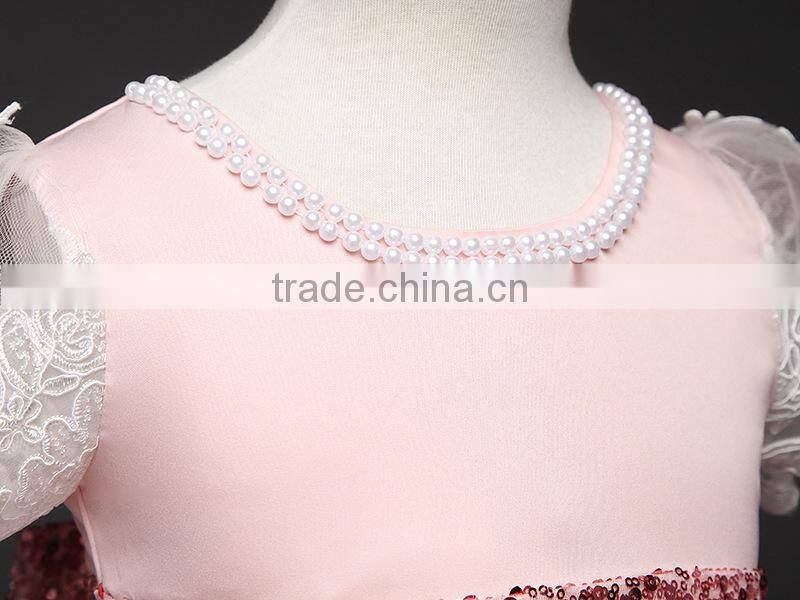 Girls short sleeved wedding dress big bow dress lace wedding dress bridal