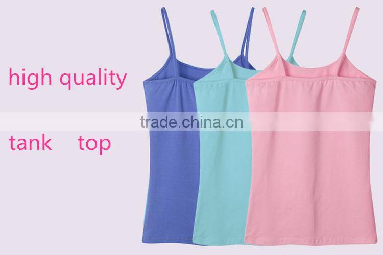 high quality various color cotton/spandex spaghetti strap women white tank top