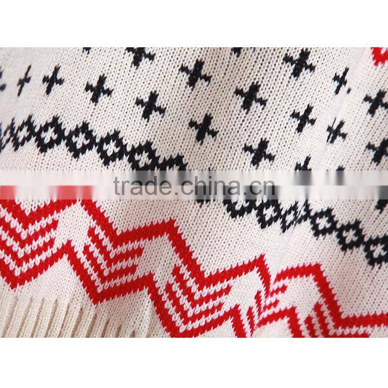 long sleeve jacquard deer pattern pullover women xmas christmas sweater wholesaler