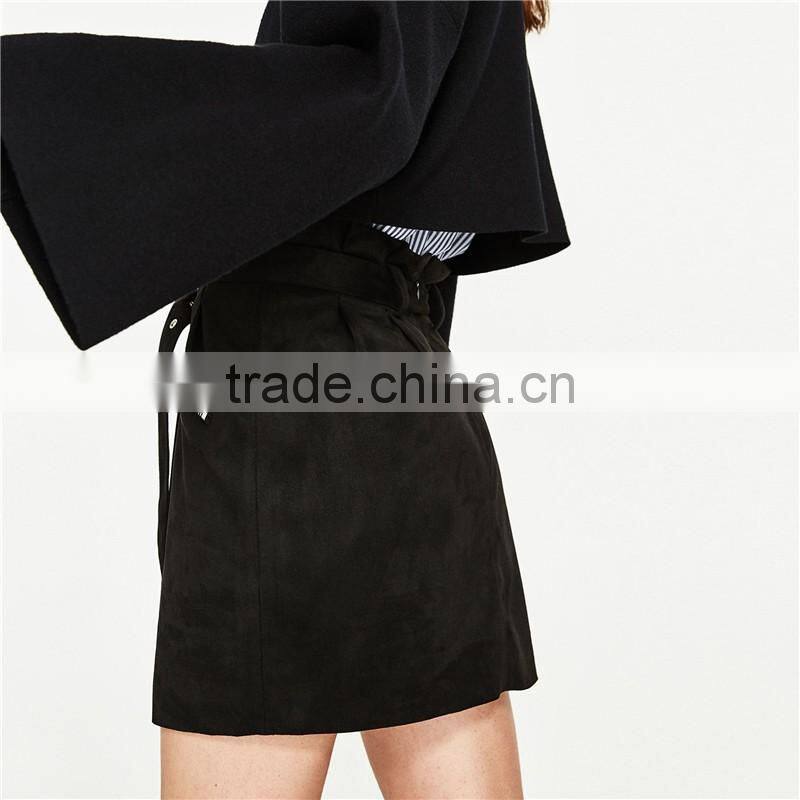 2017 OEM Spring Cool Girls Mini Corduroy Skirt with Adjustable Belt