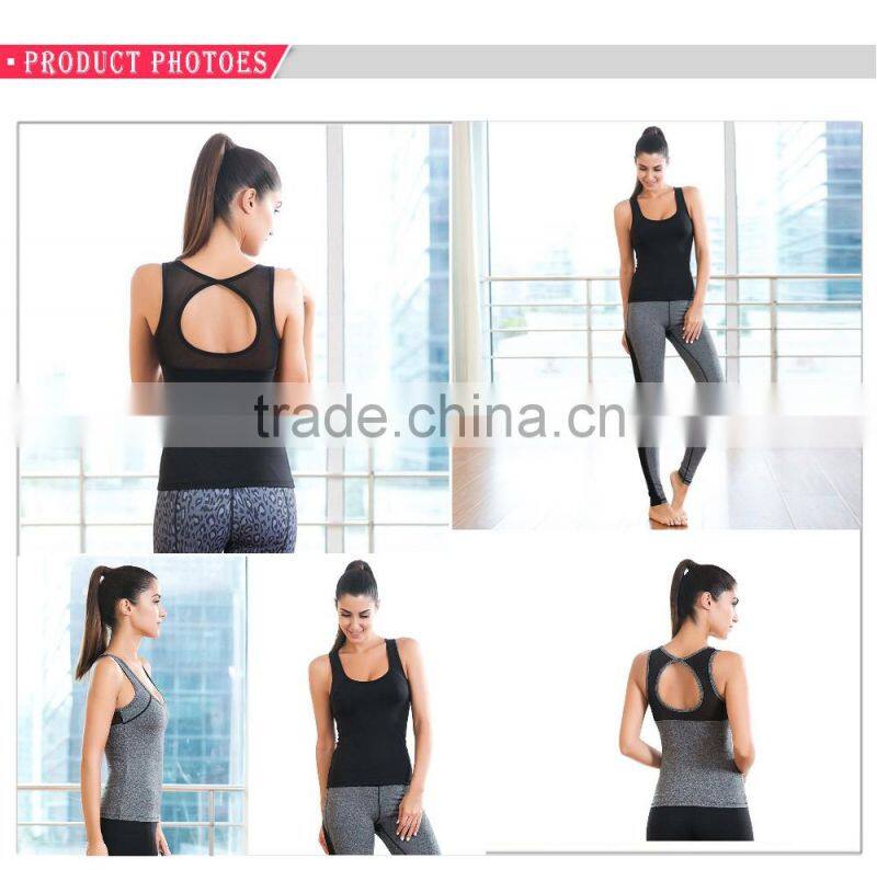 Sexy Girls Custom Gym Fitness Yoga Wear Custom Tank Tops Women With Mesh Design