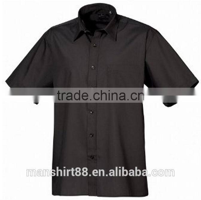 Mens Short Sleeve Formal Poplin Plain Work Shirt