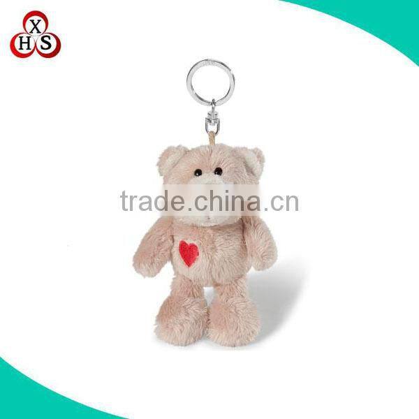 mini teddy bear with red heart plush keychain toy