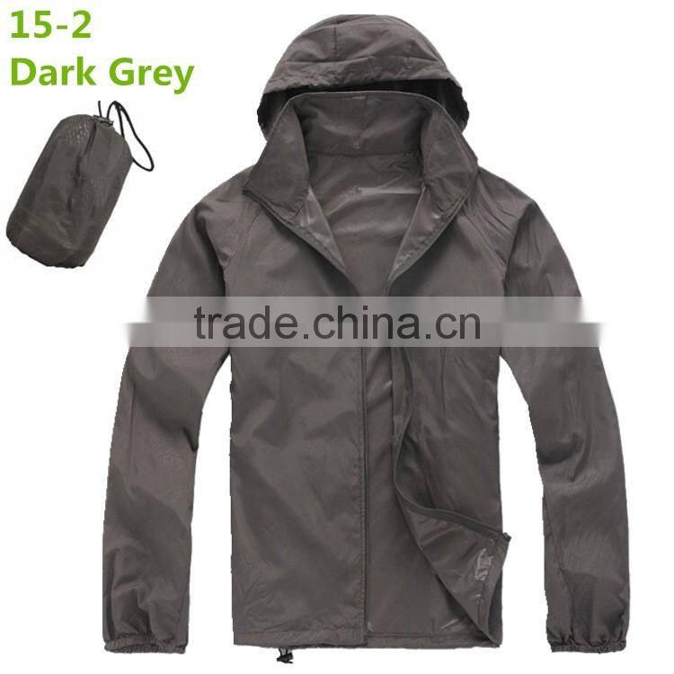 2017 Grey Color Cheap Pullover Packable Jackets with fixed hood