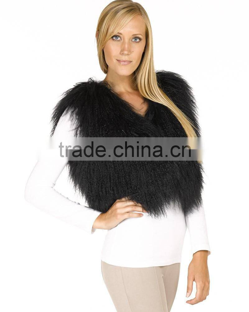 SJ238-01 Canada Fashion Elegant Sheep Fur Vest in Black 2016