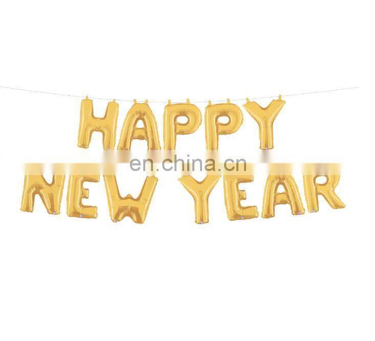 Gold Letter Balloon Happy New Year Festival Party Decoration Foil Balloon Party Shower Supplies