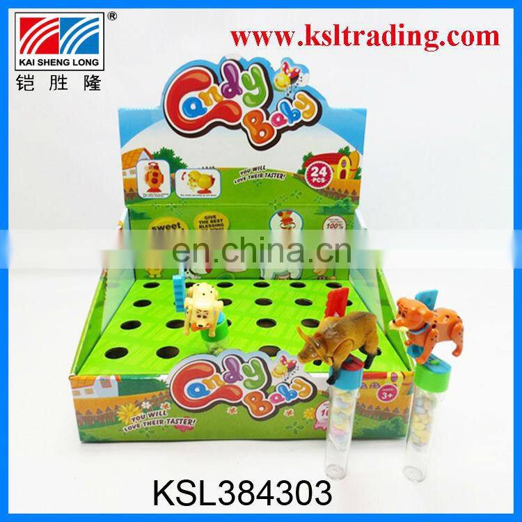24PCS plastic dog cattle wind up kids candy toys