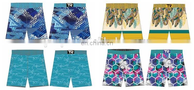 OEM custom sublimated beach shorts swimming trunks in beachwear and swimwear