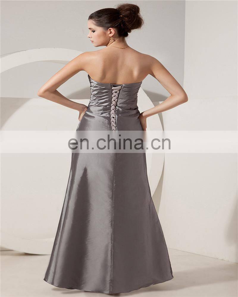 High Quality Grey Sweetheart Sleeveless Evening Gowns Floor Length Embroideried Ruched Mother Of The Bride Dress