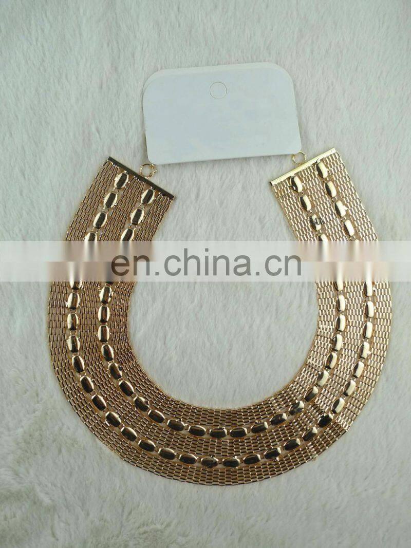 jewelry handmade high quality decoration for collars sparkle rhinestone crystal gold necklace for collar