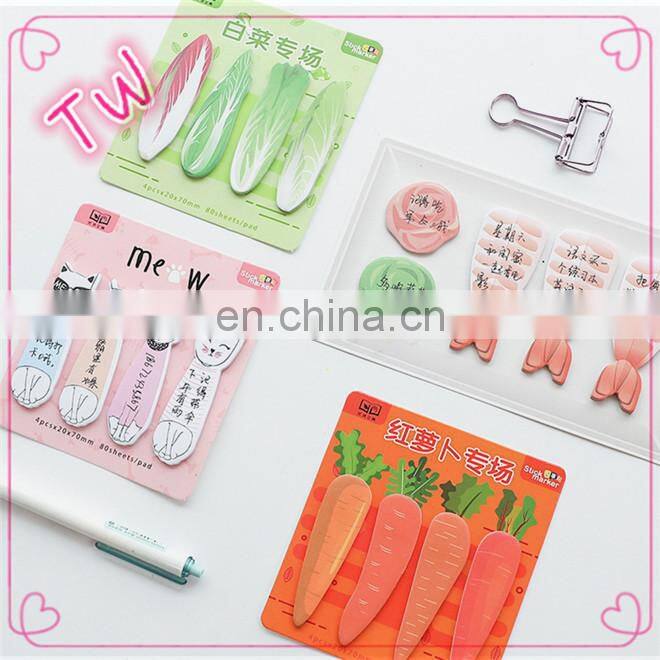 2018 Most popular creative school supplies stationery gift set for kids ,custom die cut vegetables shapes paper sticky notes
