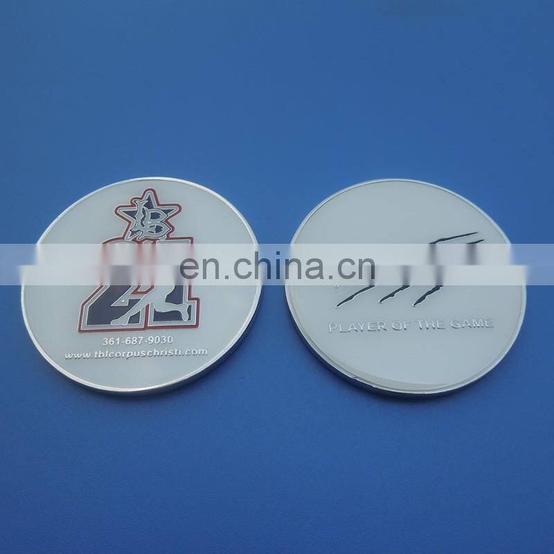 customized 3D raised logo silver coin custom antique copper coin with double side moulds