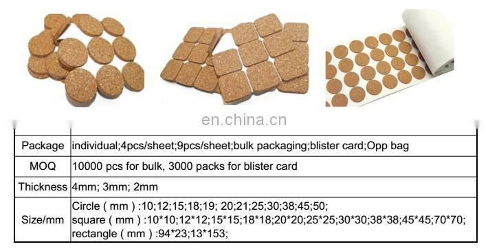 Hot sale cork board adhesive sheet pad for furniture protection