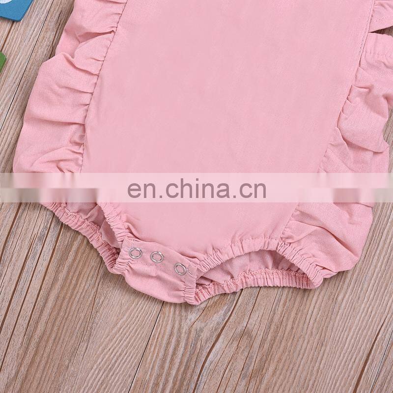 Baby Solid jumpsuit Toddler Girl sleeveless romper ruffle cloth for 0-2T