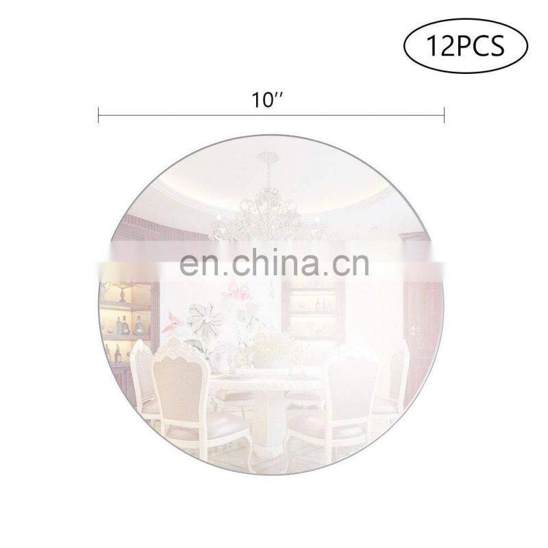 10" Round Mirror Candle Tray/Plate with Bevel Edge for Wedding, Christmas and Party decoration set of 12