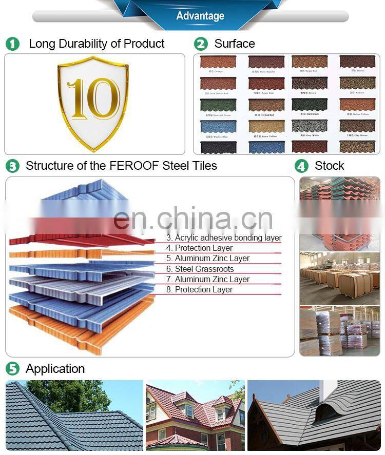 High Temperature Resistant Color Stone Coated Metal Roof Tile