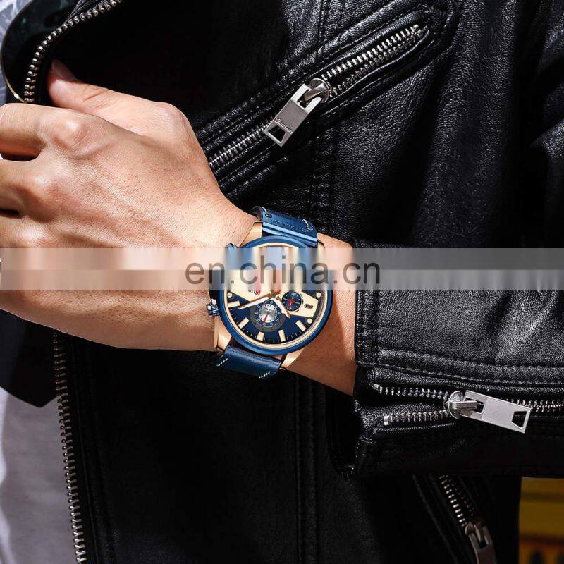 CURREN 8394 New Man Quartz Watches Wristwatches Business Clock Male Chronograph watch with leather