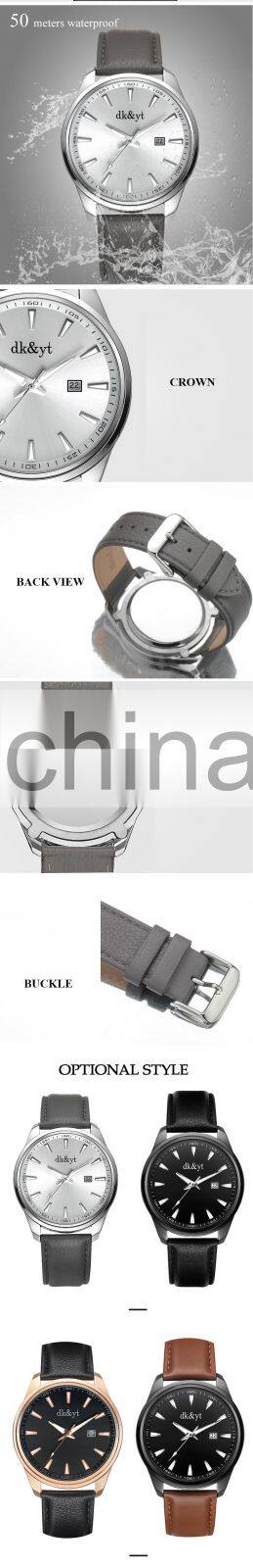 Wholesale Black Dial 5ATM Waterproof Men Hand Watch OEM Japan Movt Fashion Wristwatch Leather Strap Watch